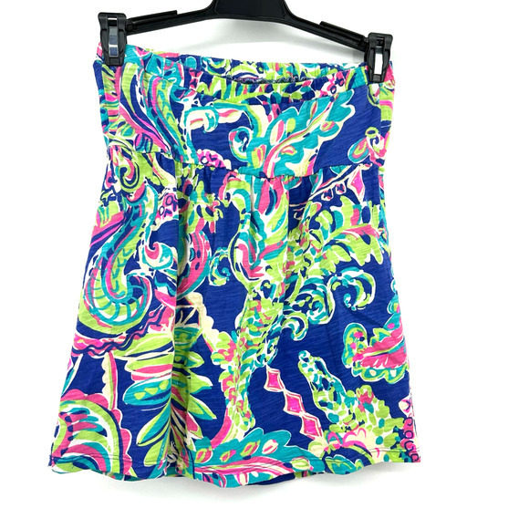Lilly Pulitzer size XS‎ strapless top toucan play print blue green pink cotton - Picture 2 of 4